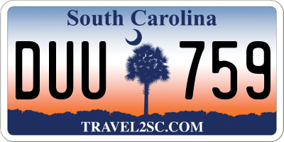 SC license plate DUU759