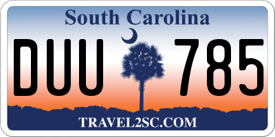 SC license plate DUU785