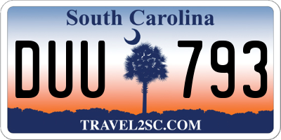 SC license plate DUU793