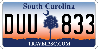 SC license plate DUU833