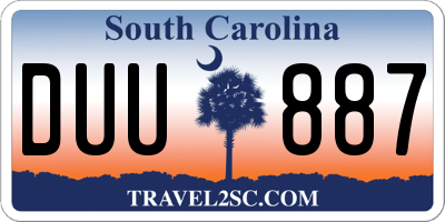 SC license plate DUU887
