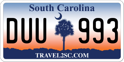 SC license plate DUU993