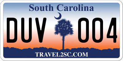 SC license plate DUV004