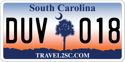 SC license plate DUV018