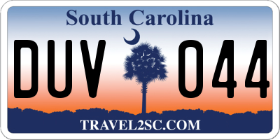 SC license plate DUV044