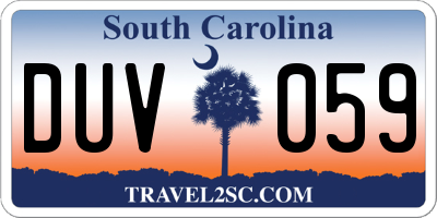 SC license plate DUV059