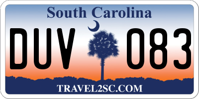 SC license plate DUV083