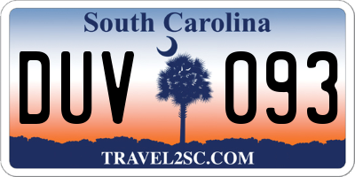 SC license plate DUV093