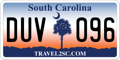 SC license plate DUV096