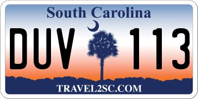 SC license plate DUV113