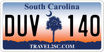 SC license plate DUV140