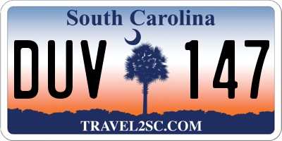 SC license plate DUV147