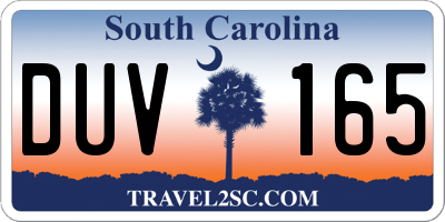SC license plate DUV165