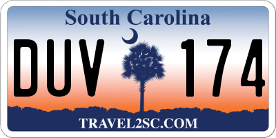 SC license plate DUV174