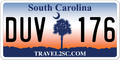 SC license plate DUV176