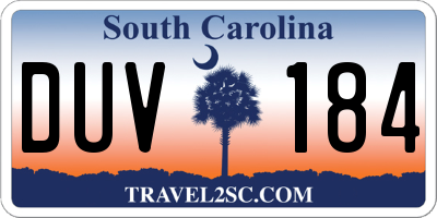 SC license plate DUV184