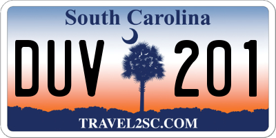 SC license plate DUV201