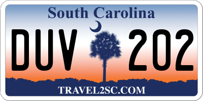 SC license plate DUV202