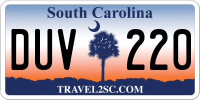 SC license plate DUV220