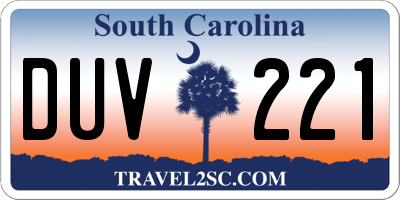 SC license plate DUV221