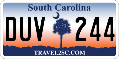 SC license plate DUV244