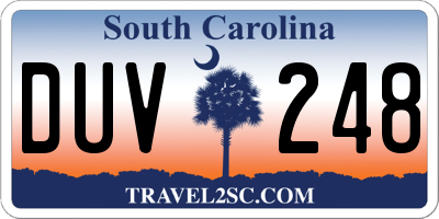 SC license plate DUV248