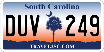 SC license plate DUV249