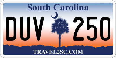 SC license plate DUV250