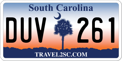 SC license plate DUV261