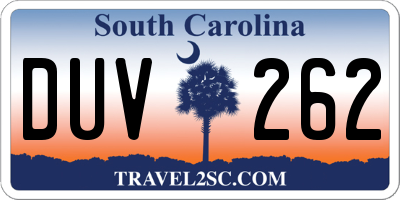 SC license plate DUV262