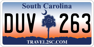 SC license plate DUV263