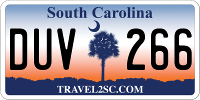 SC license plate DUV266