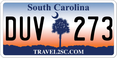 SC license plate DUV273