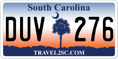SC license plate DUV276