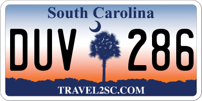 SC license plate DUV286