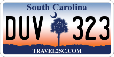 SC license plate DUV323