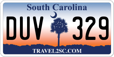 SC license plate DUV329