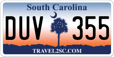 SC license plate DUV355