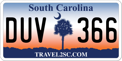 SC license plate DUV366