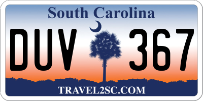 SC license plate DUV367
