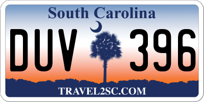 SC license plate DUV396