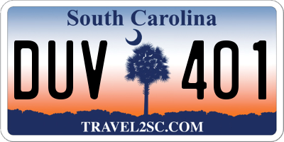 SC license plate DUV401