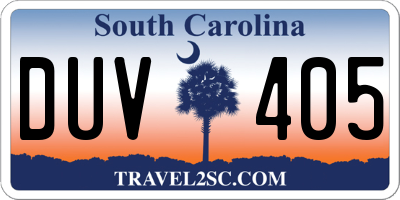 SC license plate DUV405