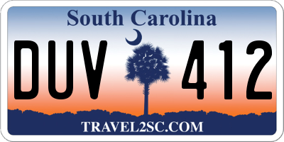 SC license plate DUV412