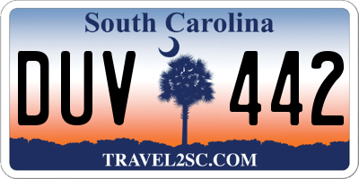 SC license plate DUV442