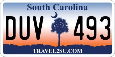 SC license plate DUV493