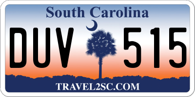 SC license plate DUV515