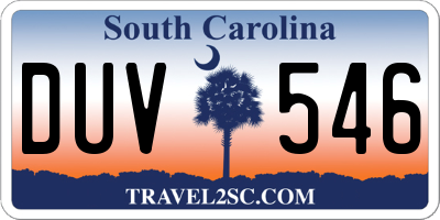 SC license plate DUV546