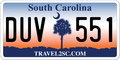 SC license plate DUV551