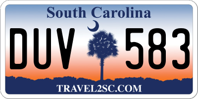 SC license plate DUV583